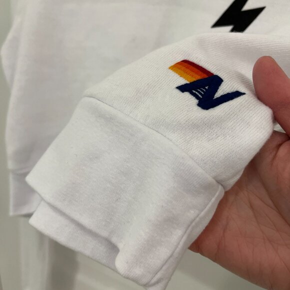 NWOT Aviator Nation Bolt 2 Cropped Sweatshirt White - Picture 7 of 7